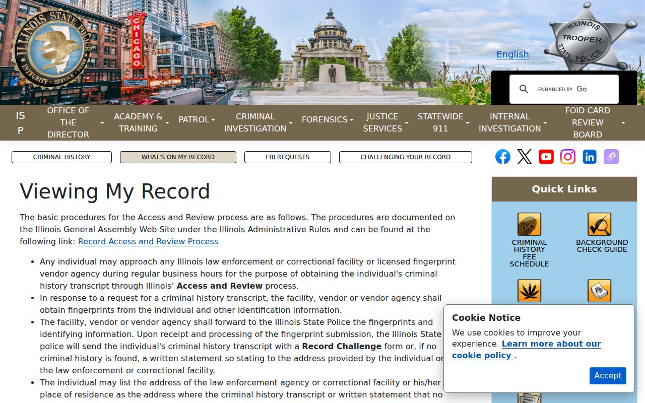 Illinois State Police Access and Review record challenge instructions
