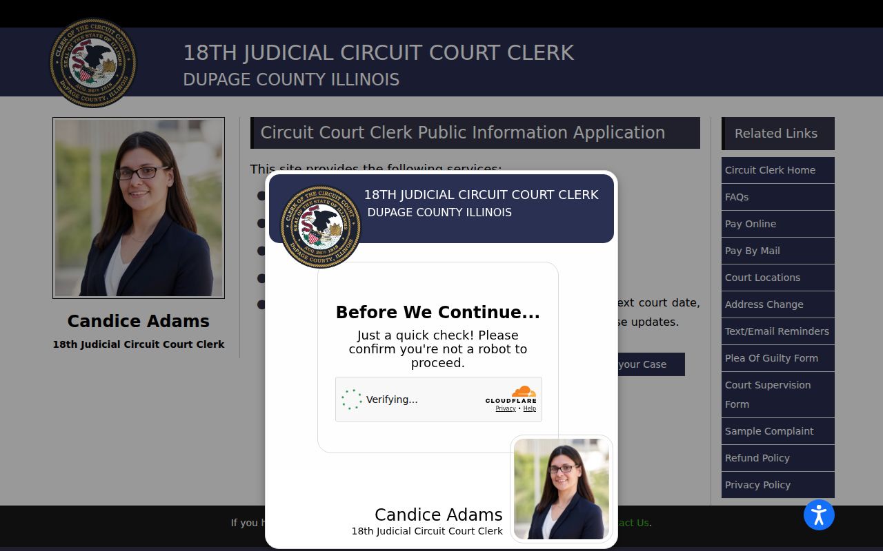 DuPage County criminal court case public search routes