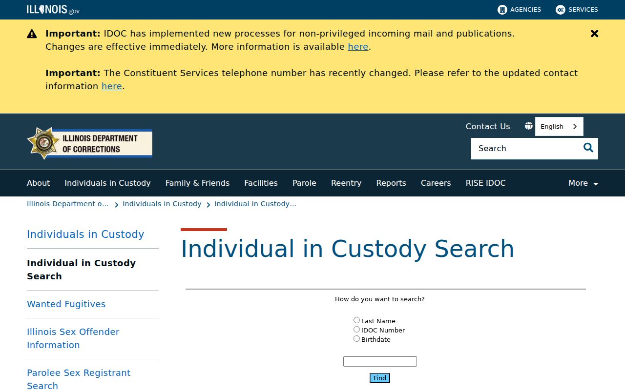 Downers Grove criminal history IDOC custody search