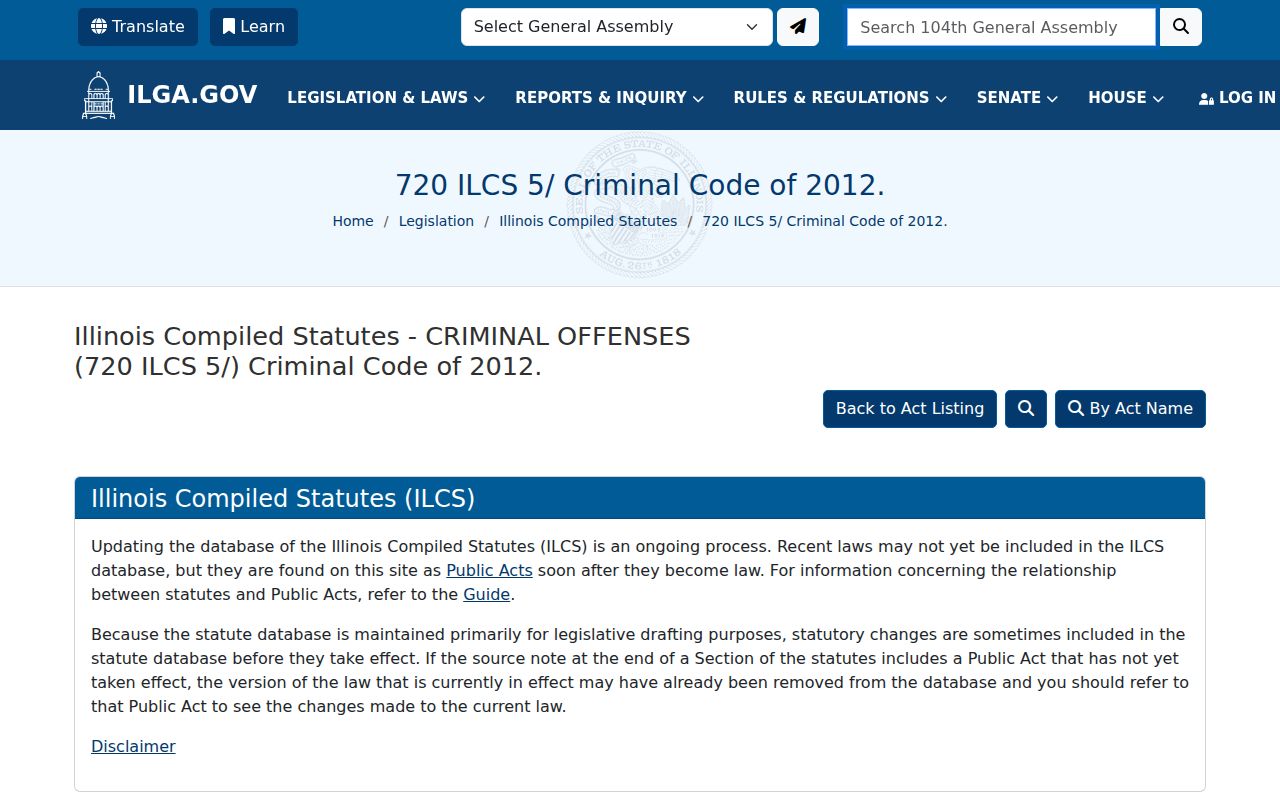 Downers Grove criminal history Illinois Criminal Code
