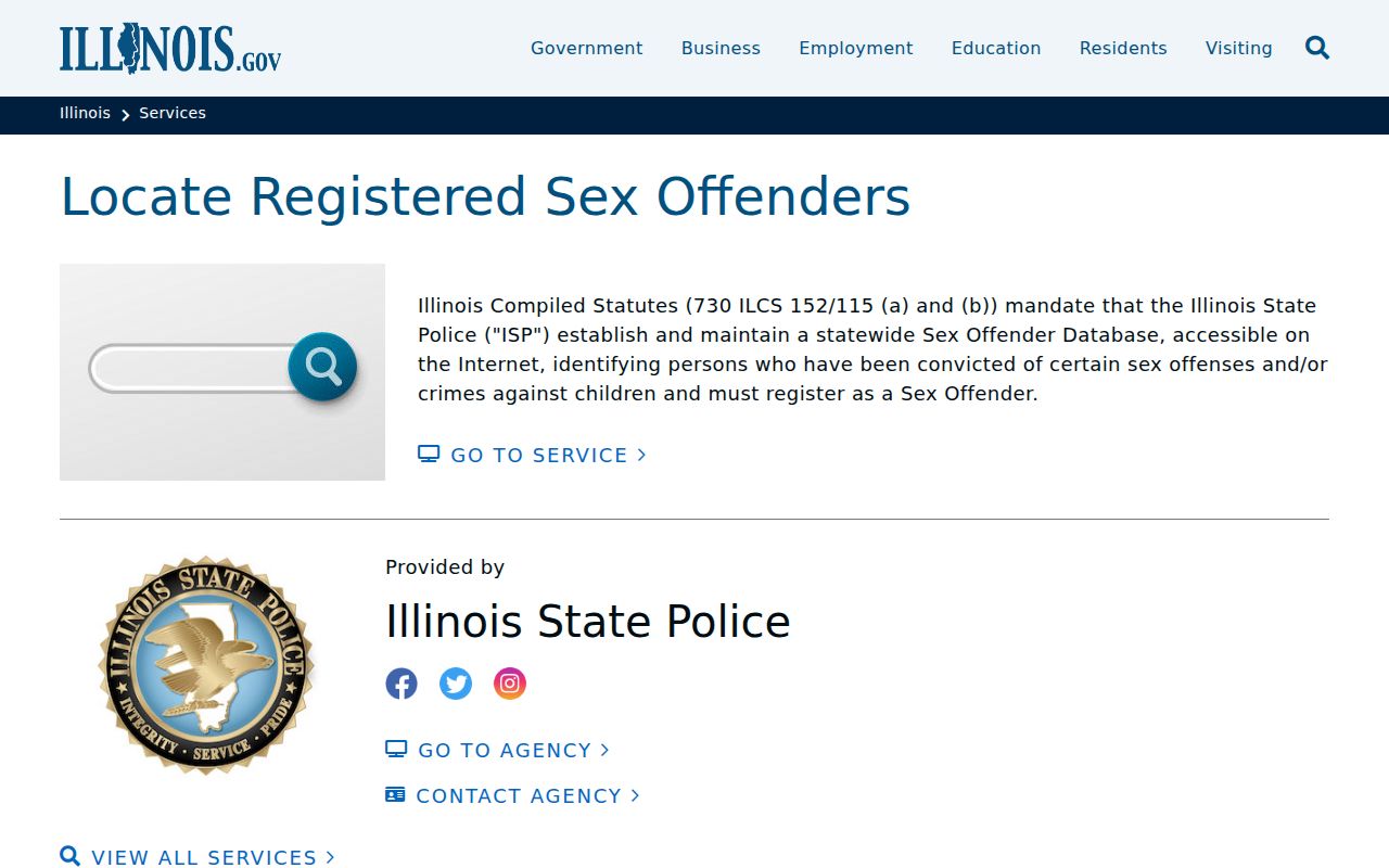 DuPage County sex offender check through the Illinois registry gateway